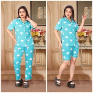 emerald heart night suit combo set dark leaf green by darshnika designer