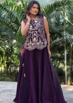 launching festival special lengha choli embroidery trade and sequence in purple colour