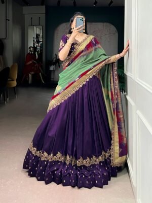 this silk paithani lehenga choli is where traditional zari weaving meets graceful lace borders crafted for moments that deserve royalty