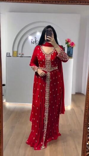 launching embroidered gown embroidery sequence work