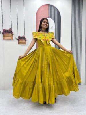 launching trending handwork gown heavy embroidery thread khatli work