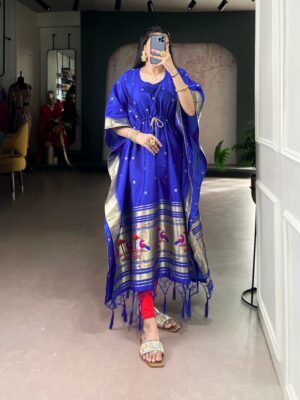 get traditional touch to your adoring this paithni kaftan is here to win hearts nnk3803red