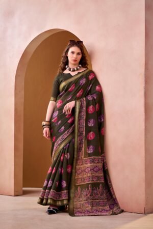 lightweight elegance with a touch of tradition, this pv chanderi printed saree is perfect for effortless everyday grace