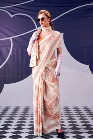 classic beauty redefined with its silky smooth texture and artistic floral detailing, this saree is the perfect blend of tradition and trend ynf7210pec