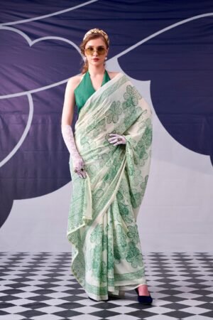 classic beauty redefined with its silky smooth texture and artistic floral detailing, this saree is the perfect blend of tradition and trend ynf7210pec