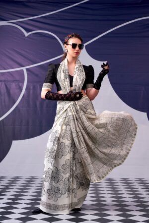 classic beauty redefined with its silky smooth texture and artistic floral detailing, this saree is the perfect blend of tradition and trend ynf7210pec