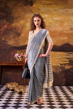 timeless tussar silk with graceful prints a saree that speaks elegance in every drape ynf7014slm