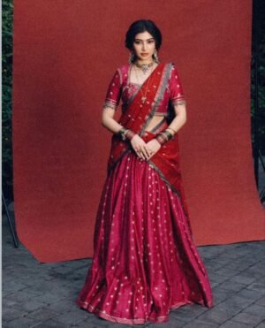 Home launching bollywood lehenga choli launching bollywood lehenga choli in red colour by darshnika designer