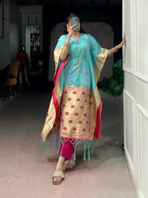 drape yourself in royal comfort jacquard kaftans made to shine in every moment nnk3802pnk (copy)
