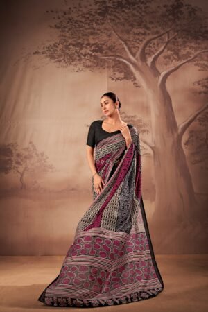 soft elegance meets everyday grace in this beautifully printed poly mal cotton saree ynf7201red