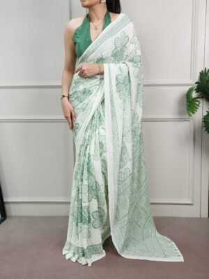 classic beauty redefined with its silky smooth texture and artistic floral detailing, this saree is the perfect blend of tradition and trend ynf7210pst