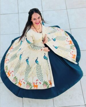 launching festival special crop top embroidery trade and sequence in green and white colour