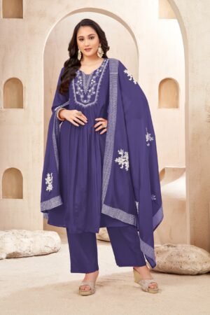 fabzoo women designer embroidered anarkali set with pant and dupatta