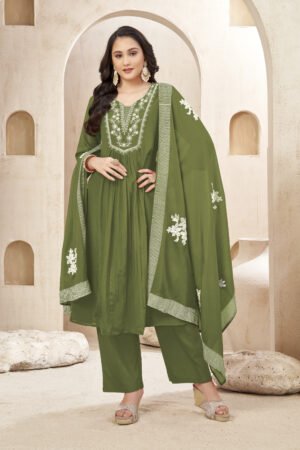 fabzoo women designer embroidered anarkali set with pant and dupatta 1050rani (copy)