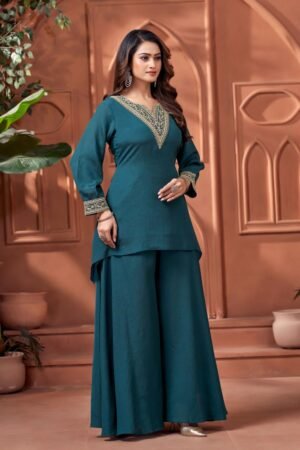 Premium chinnon cotton coord set with a soft breathable feel stylish fit and all day comfort perfect for casual travel or lounge wear 1056TEAL